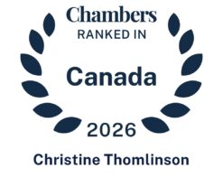 Badge for Christine Thomlinson's Ranking in Chambers Canada 2026